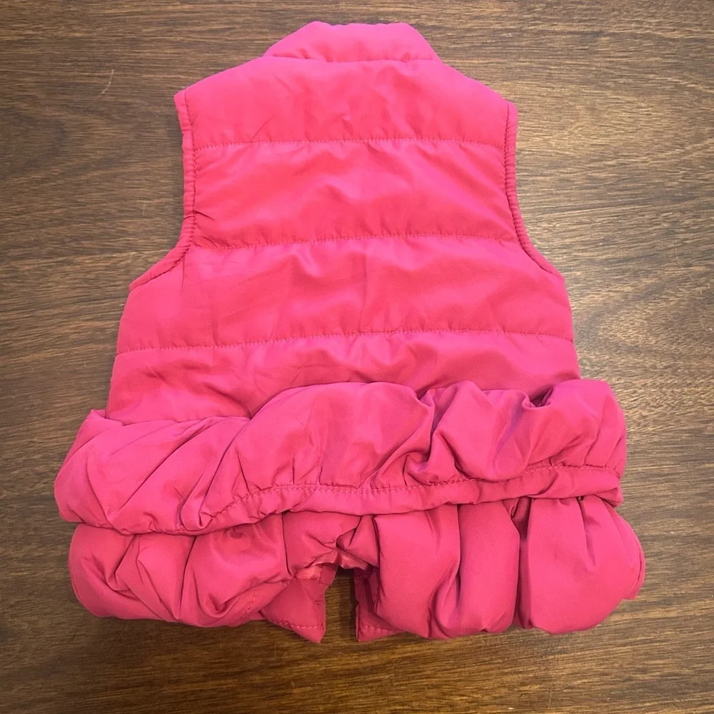Calvin Klein Hot Pink Toddler Puffer Vest with Ruffle Trim